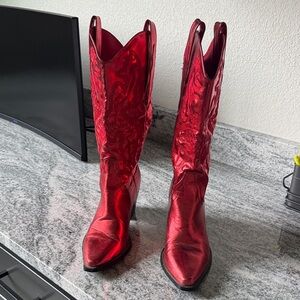 Billini Shiny Red Heeled Boots
